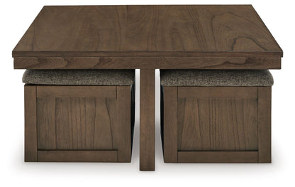 Boardernest - Cocktail Table With 4 Stools (Set of 5) - Brown