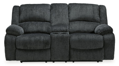 Draycoll - Dbl Reclining Power Loveseat W/Console - Fabric - Slate