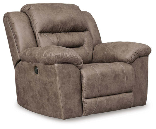 Stoneland - Power Rocker Recliner - Fossil - Faux Leather