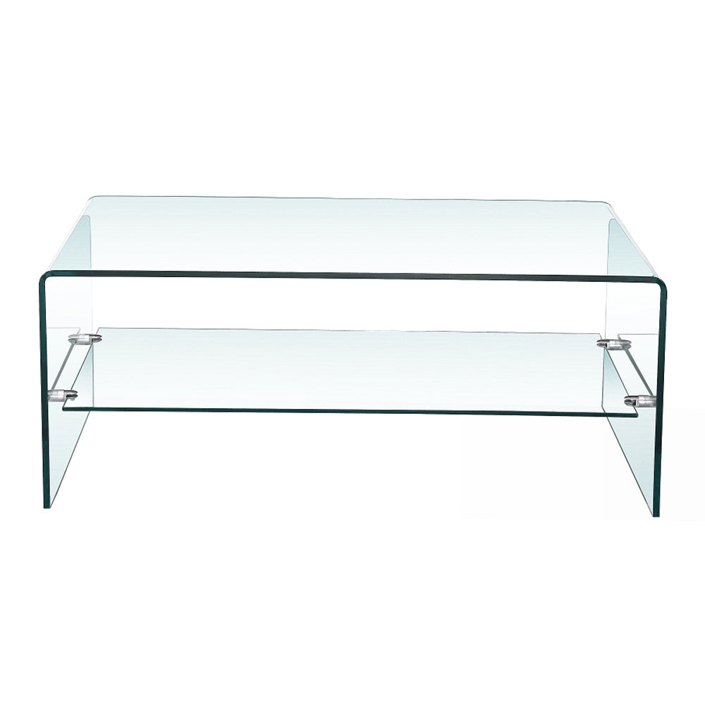 Bent Glass Coffee Table with Shelf