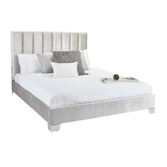 Uriel Queen Bed - Grey Velvet