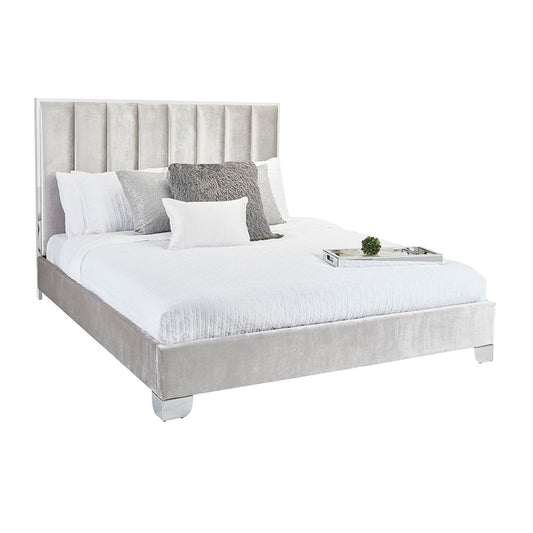 Uriel King Bed - Grey Velvet