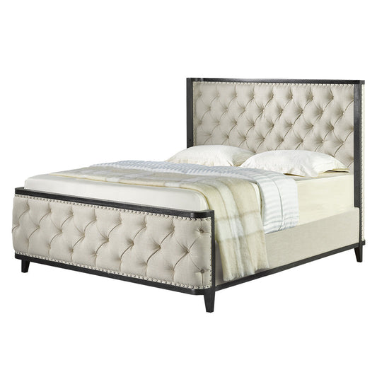 Swire Queen Bed - Beige Linen Fabric