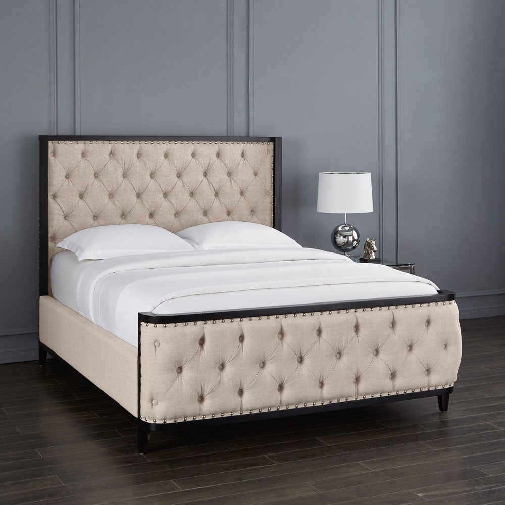 Swire King Bed - Beige Linen Fabric