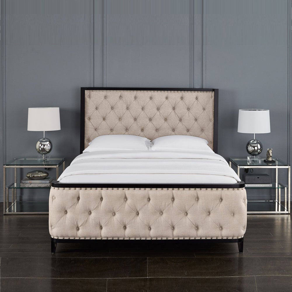 Swire King Bed - Beige Linen Fabric