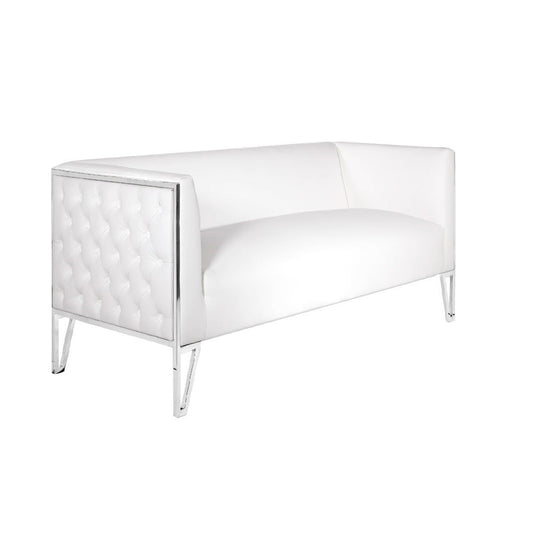 Vermont Loveseat: White Leatherette