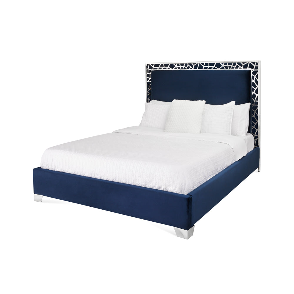 Wellington Blue Velvet King Bed