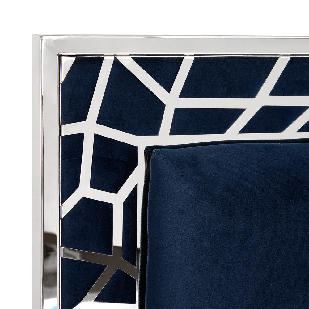 Wellington Blue Velvet King Bed