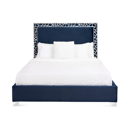 Wellington Blue Velvet King Bed