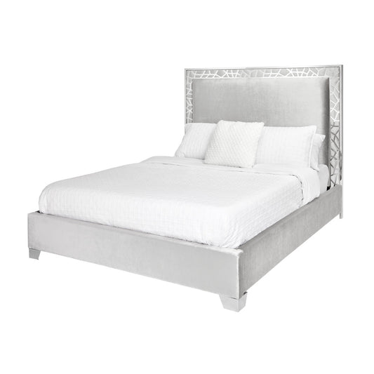 Wellington Grey Velvet Queen Bed