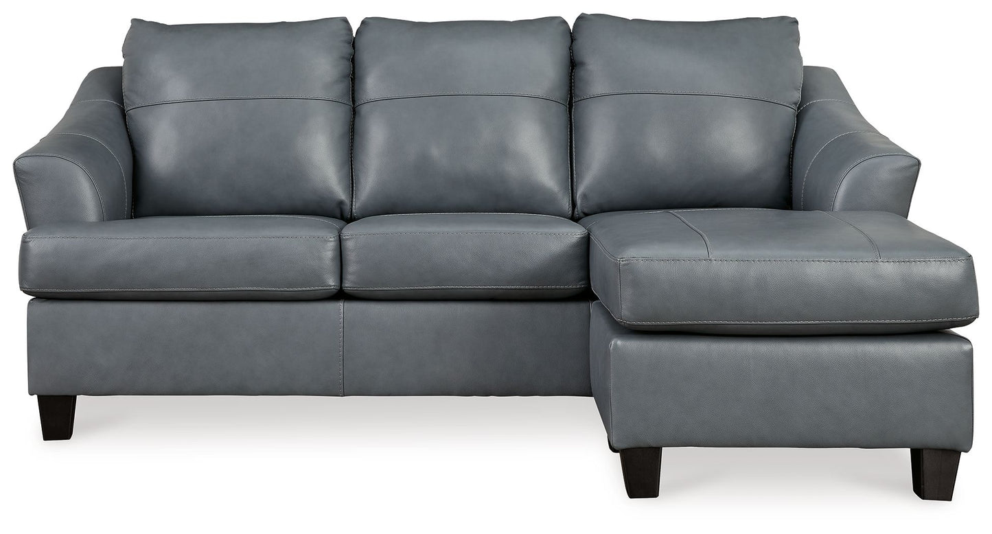 Genoa - Sofa Chaise - Leather Match - Steel