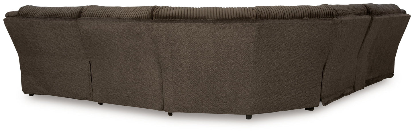 Top Tier - 6-Piece Reclining Sectional With Raf Press Back Chaise - Fabric - Chocolate