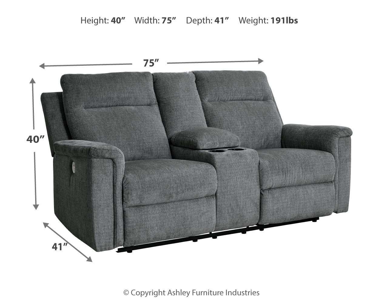 Barnsana Power Reclining Loveseat with Console