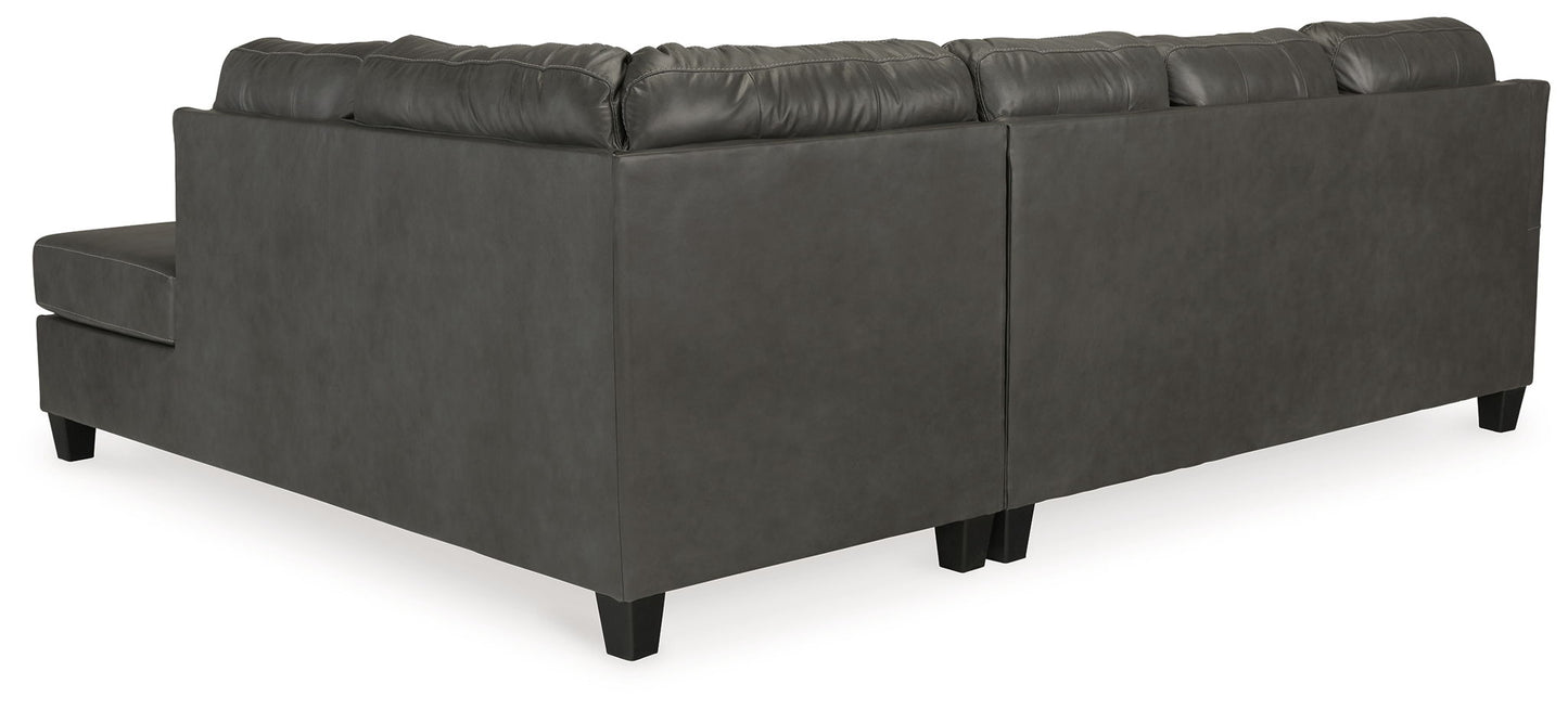 Valderno - 2-Piece Sectional With Raf Corner Chaise - Leather Match - Fog