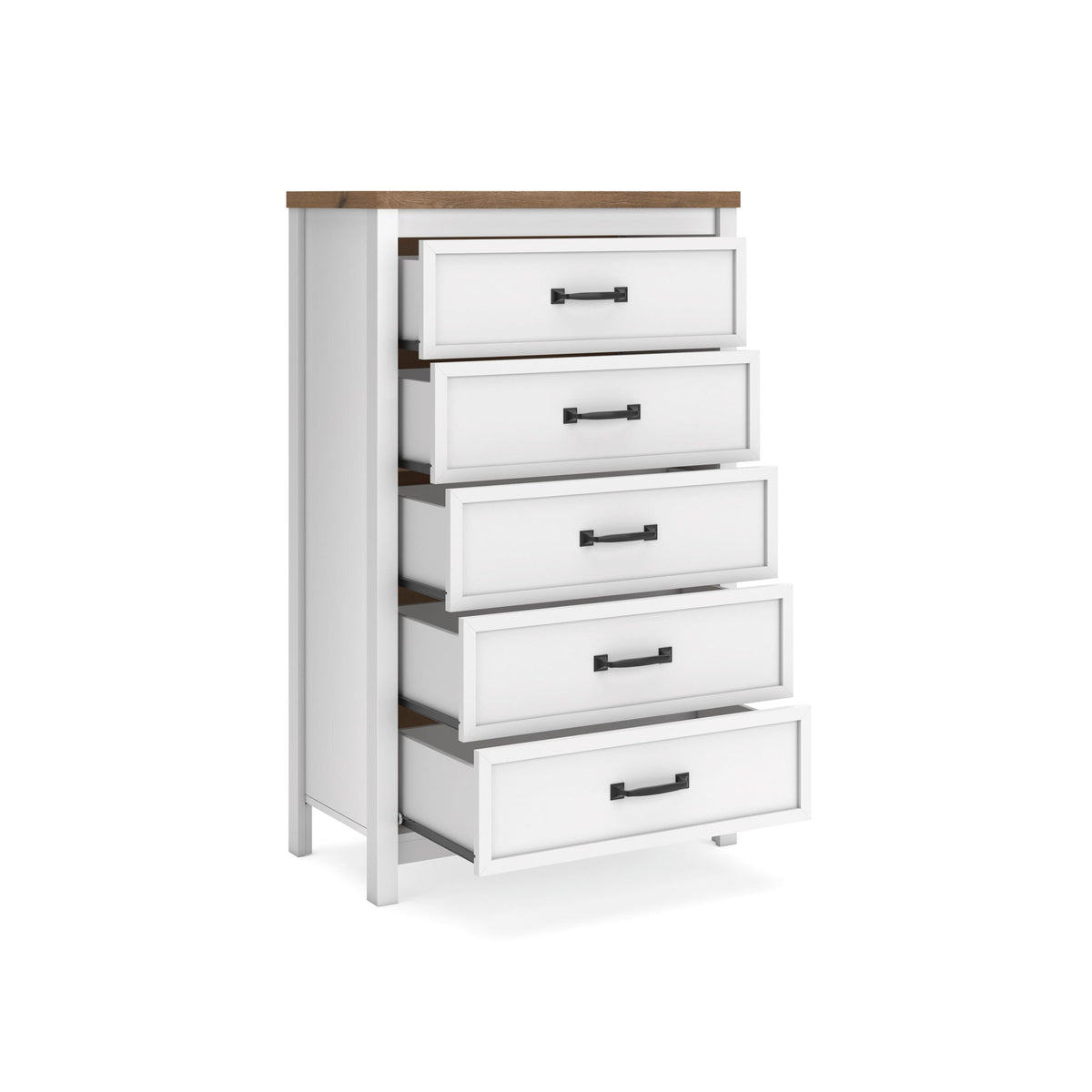 Kerisden - Five Drawer Chest - White / Brown