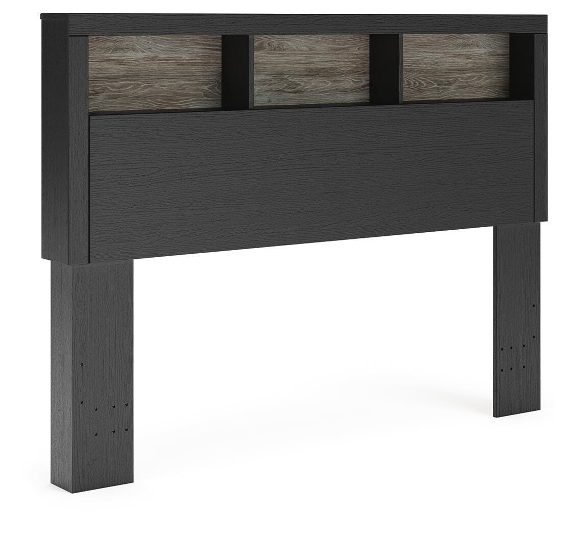 Broachmyn - Lighted Queen Bookcase Headboard - Black / Gray - Wood
