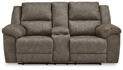 Laresview - Dbl Reclining Loveseat With Console - Faux Leather - Fossil
