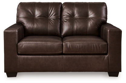 Santorine - Loveseat - Leather Match - Dark Brown
