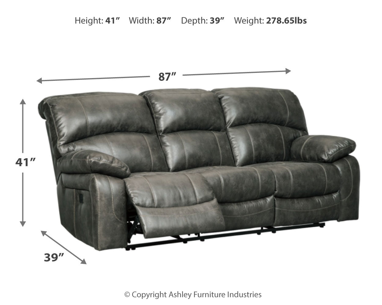 Dunwell Power Reclining Sofa with Power Recliner