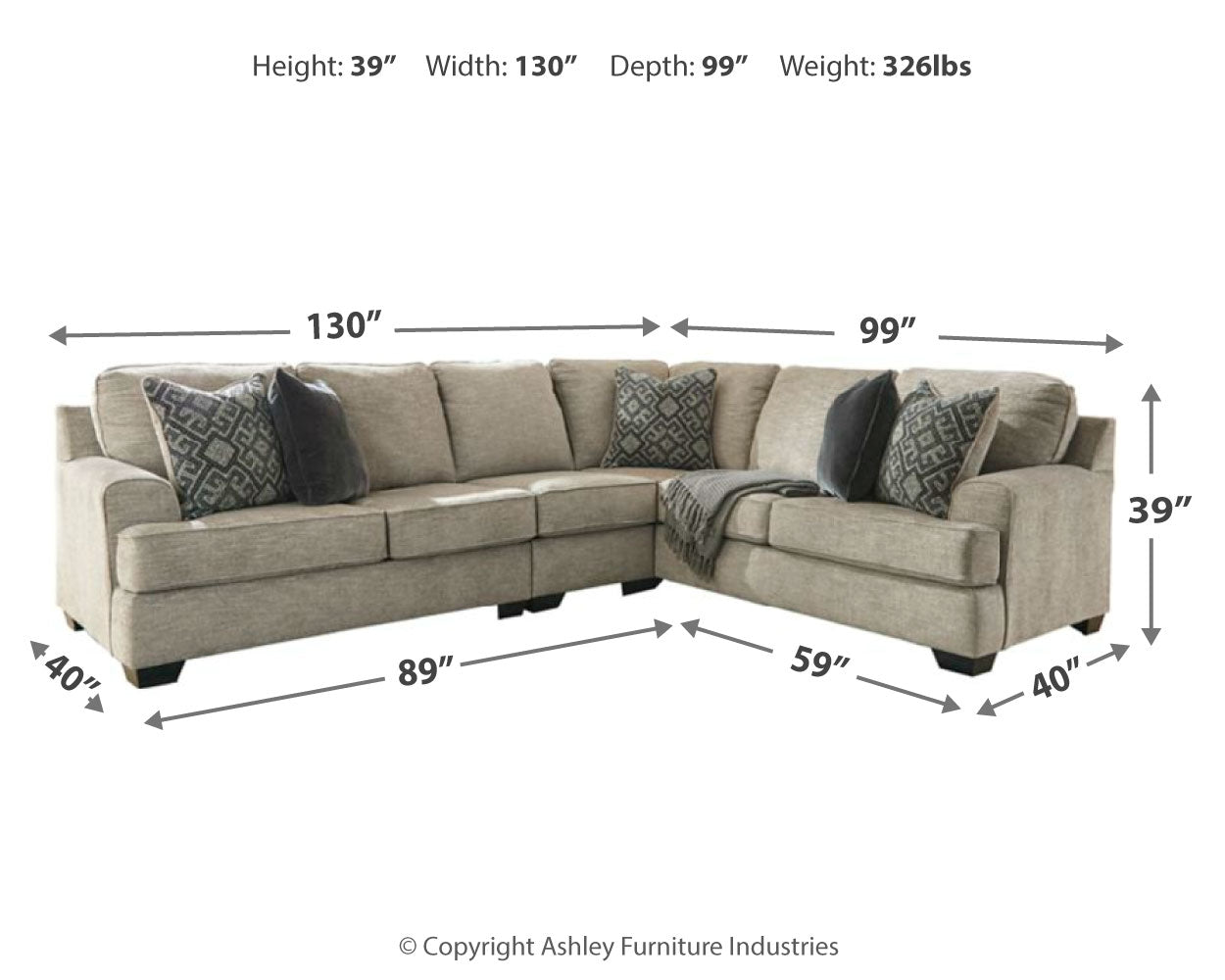 Bovarian 3-Piece Sectional with Ottoman