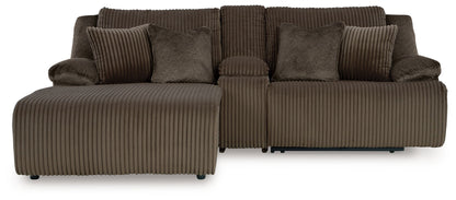 Top Tier - 3-Piece Reclining Sectional Sofa With Laf Press Back Chaise - Fabric - Chocolate