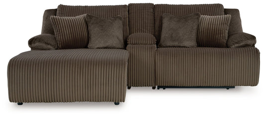 Top Tier - 3-Piece Reclining Sectional Sofa With Laf Press Back Chaise - Fabric - Chocolate