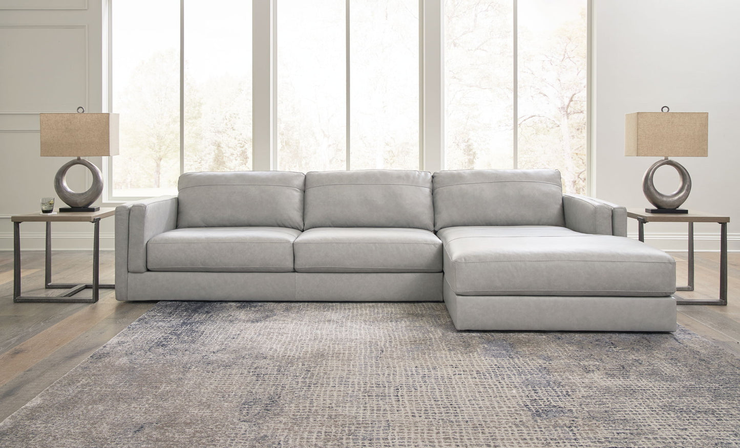 Amiata - 2-Piece Sectional With Raf Corner Chaise - Leather Match - Glacier