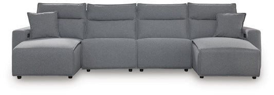 Modmax II - 4-Piece Power Reclining Sectional With Double Chaise - Salt And Pepper - Next-Gen Nuvella
