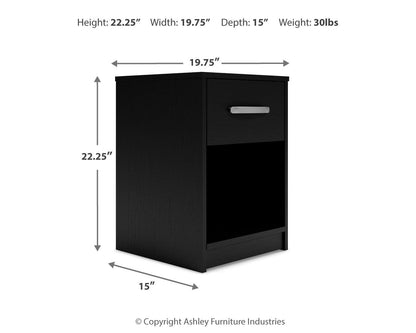 Finch - One Drawer Night Stand - 23" Height - Black