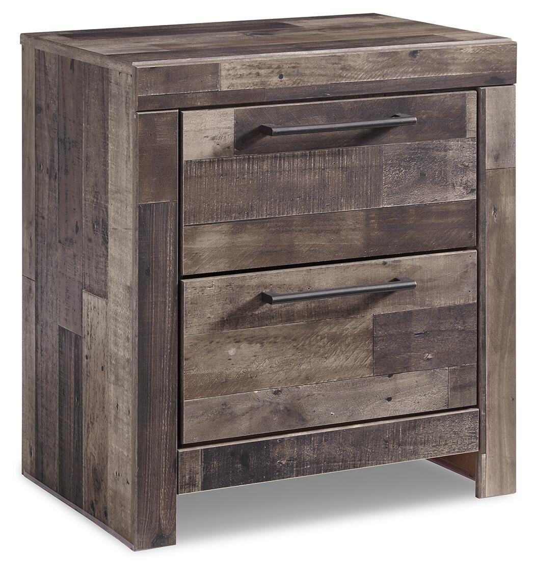 Derekson - Two Drawer Night Stand - Multi Gray - Wood