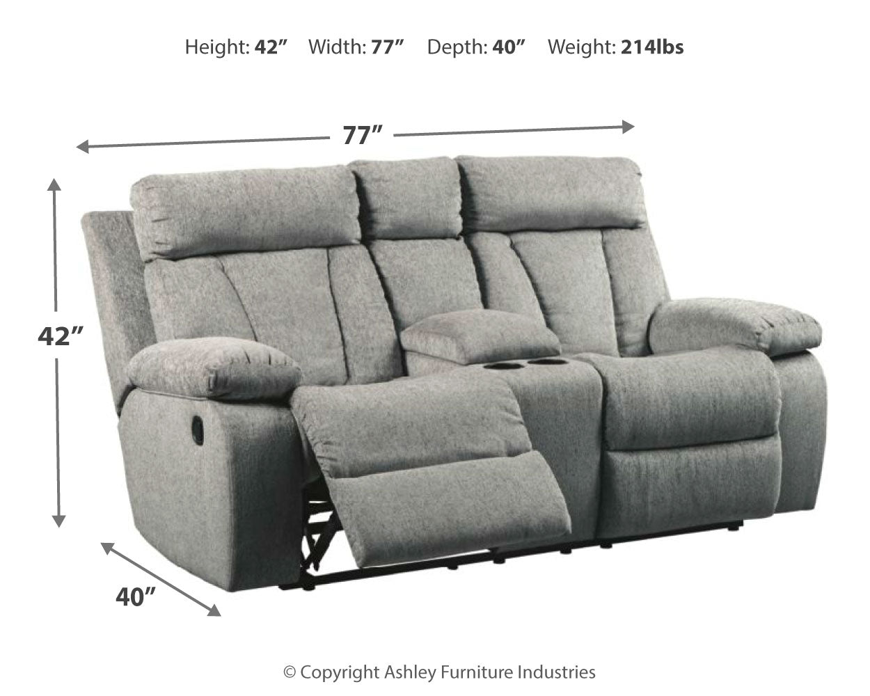 Mitchiner Reclining Loveseat with Console