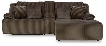 Top Tier - 3-Piece Reclining Sectional Sofa With Raf Press Back Chaise - Fabric - Chocolate