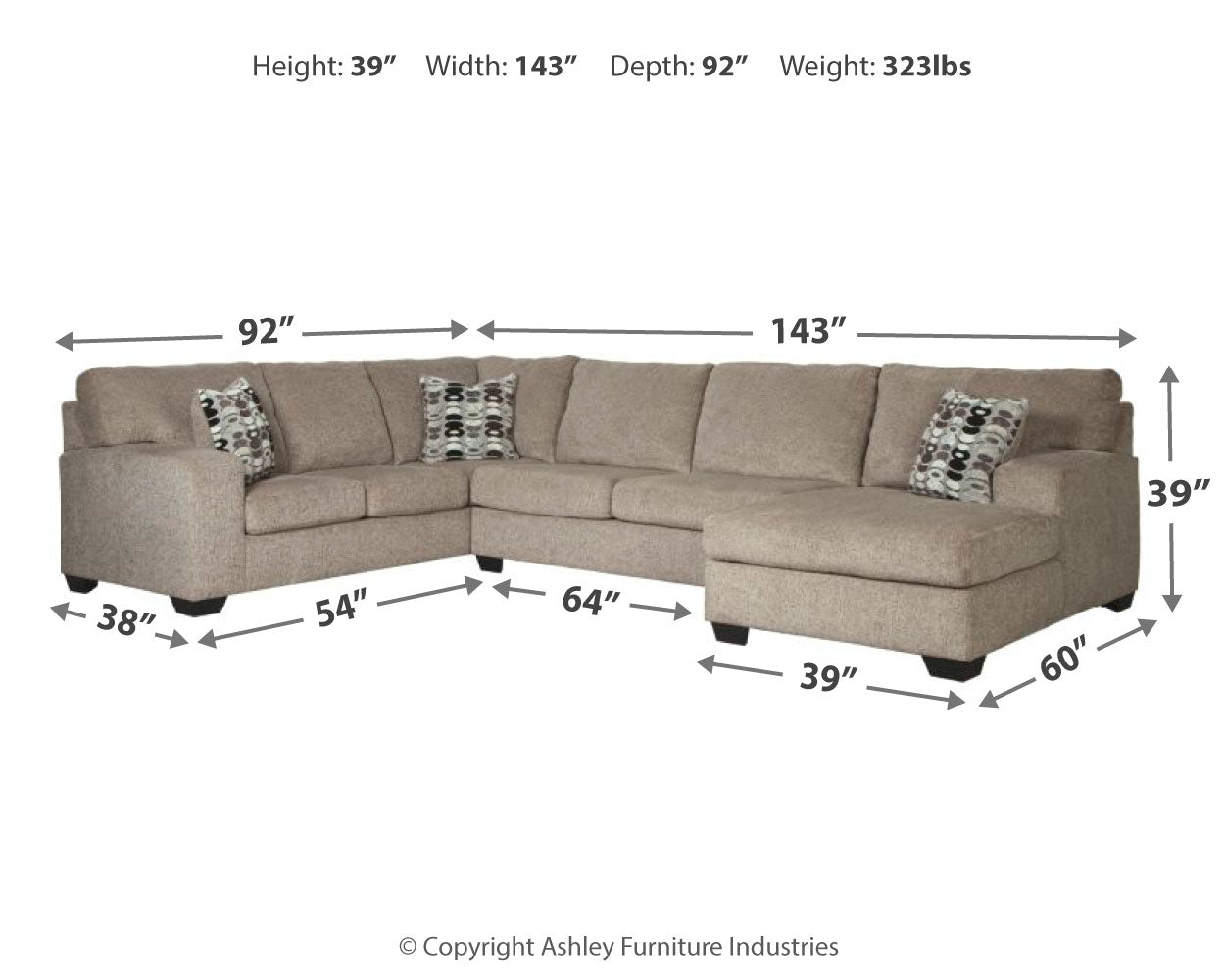 Ballinasloe 3-Piece Sectional with Chaise