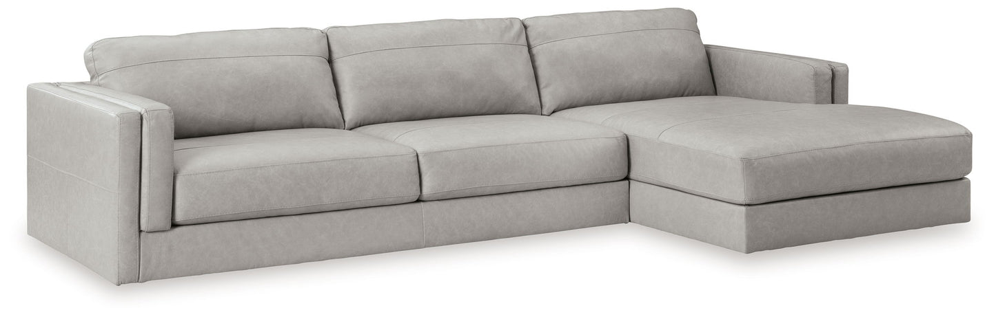 Amiata - 2-Piece Sectional With Raf Corner Chaise - Leather Match - Glacier