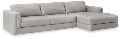 Amiata - 2-Piece Sectional With Raf Corner Chaise - Leather Match - Glacier