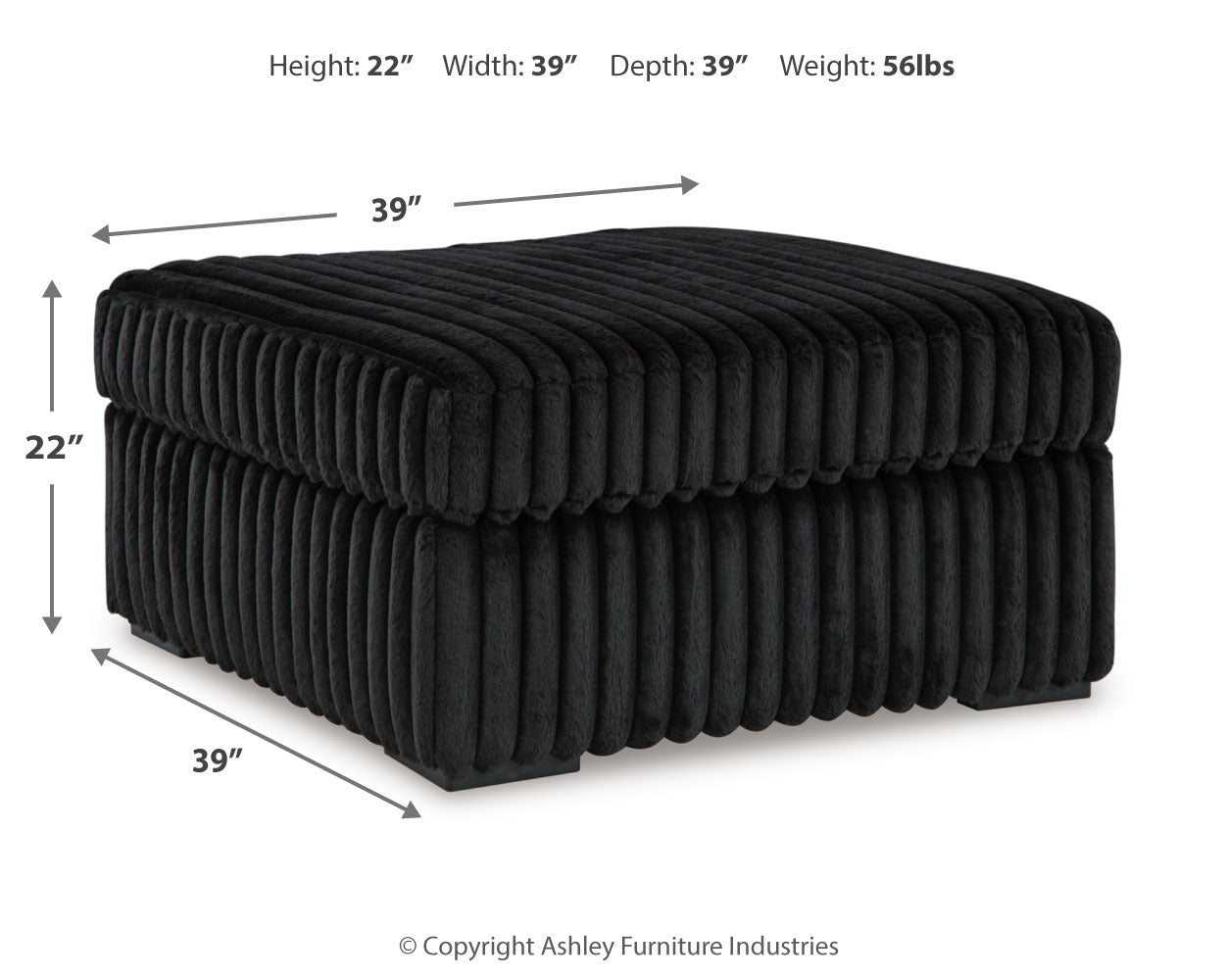 Midnight-Madness 3-Piece Sectional and Oversized Ottoman