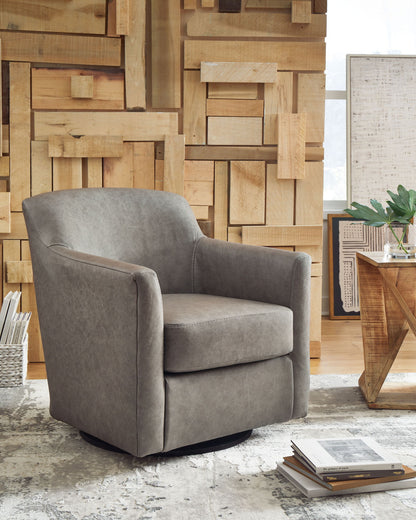 Bradney - Swivel Accent Chair - Leather Match - Fossil