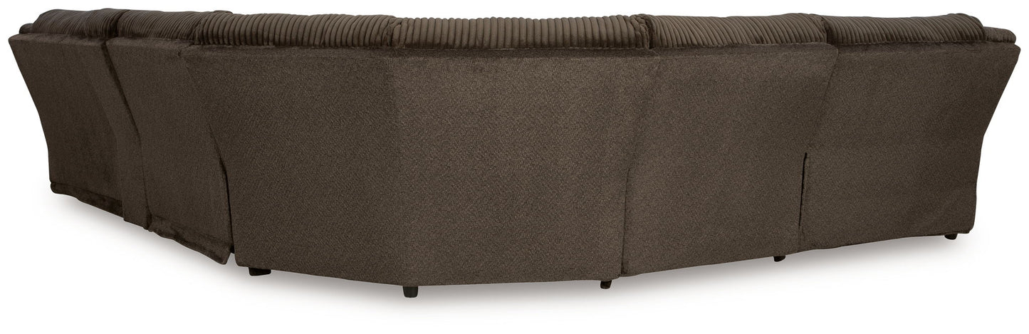 Top Tier - 6-Piece Reclining Sectional With Laf Press Back Chaise - Fabric - Chocolate
