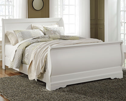 Anarasia Queen Sleigh Bed with Chest of Drawers and Nightstand