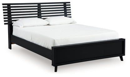 Danziar Queen Slat Panel Platform Bed, Dresser and Mirror
