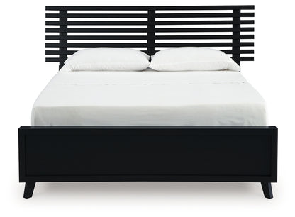 Danziar Queen Slat Panel Platform Bed, Dresser and Mirror