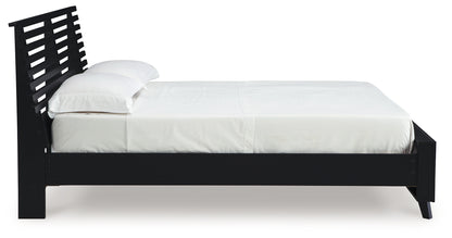 Danziar Queen Slat Panel Platform Bed, Dresser and Mirror