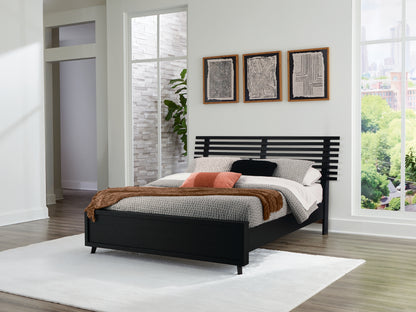 Danziar Queen Slat Panel Platform Bed, Dresser and Mirror