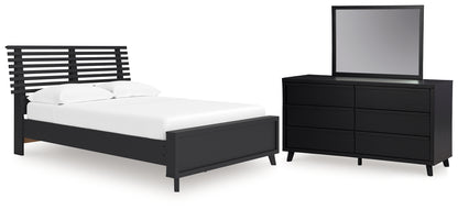 Danziar Full Slat Panel Platform Bed, Dresser and Mirror