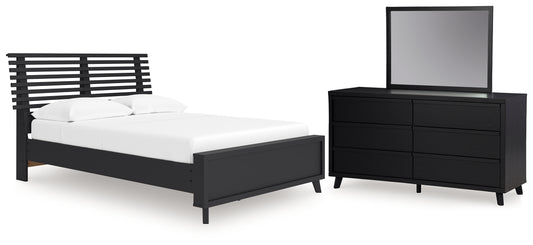 Danziar Full Slat Panel Platform Bed, Dresser and Mirror