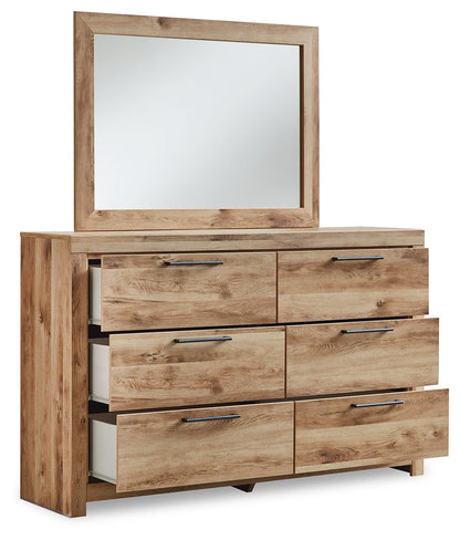 Hyanna Queen Panel Storage Bed with 2 Side Storage, Dresser and Mirror