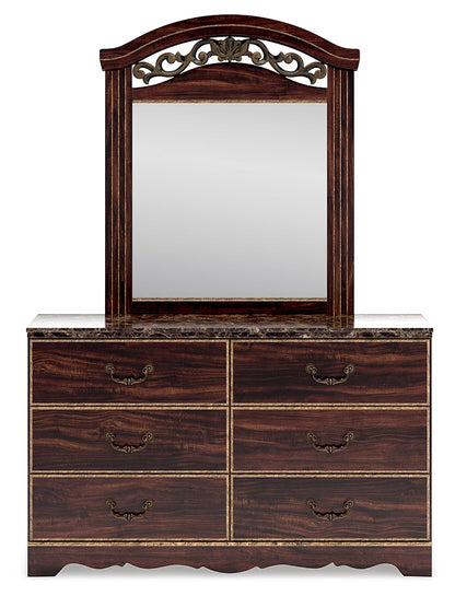 Glosmount Queen Poster Bed, Dresser, Mirror and Nightstand