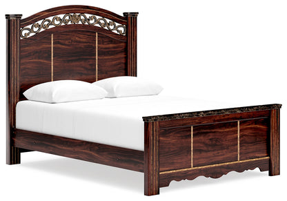 Glosmount Queen Poster Bed, Dresser, Mirror and Nightstand