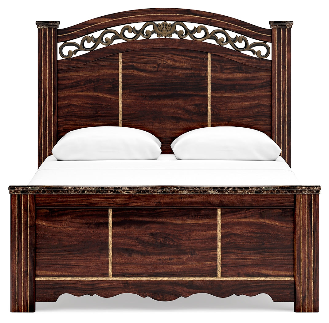 Glosmount Queen Poster Bed, Dresser, Mirror and Nightstand