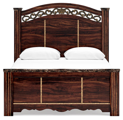 Glosmount Queen Poster Bed, Dresser, Mirror and Nightstand